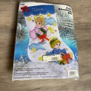 16" Design Works Angel Pair Christmas Stocking Kit 5068 Felt Sequins Applique